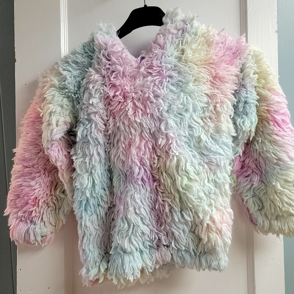 Deux Par Deux, Kid's Size 7, Rainbow print hoodie